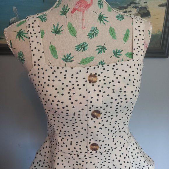 🥳HOST PICK🥳 Miss Valley white and black polka dot summer top peplum (Size S) - Picture 2 of 4
